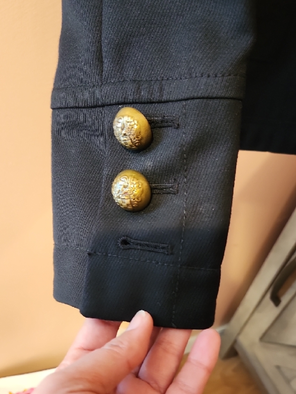 Vince Camuto Black Military-Style Blazer with Gold Buttons - Picture 5 of 12